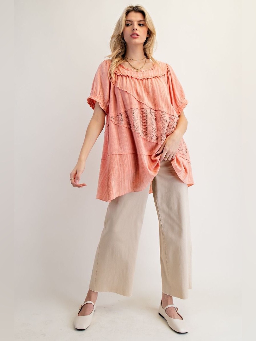 #278 FIRM 💕New! Easel Lace Cotton Tunic Top